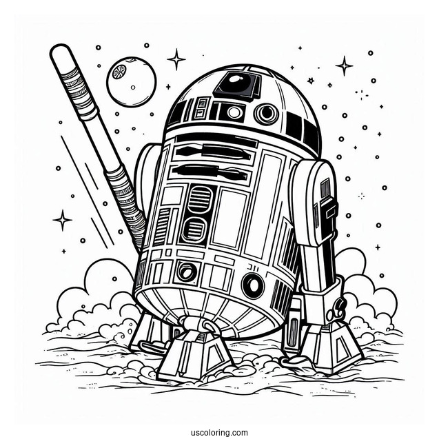 R2-D2 Coloring Page Poking BB8
