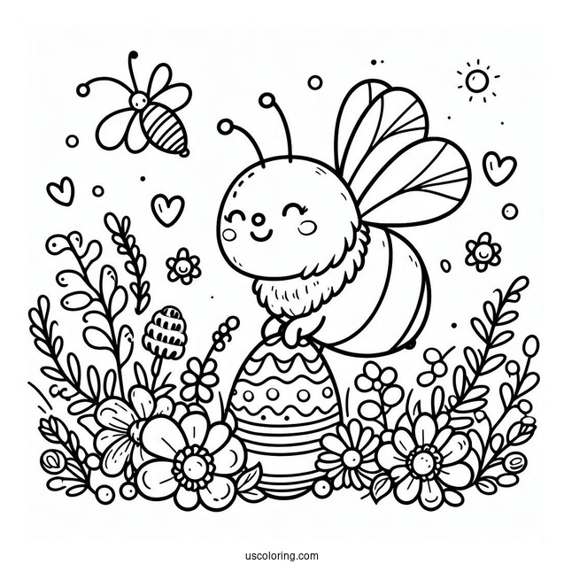 Happy Spring Coloring Page Bee Coloring Page For Preschoolers