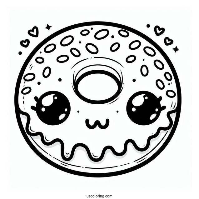 Donut Kawaii Art Coloring Page For Adults