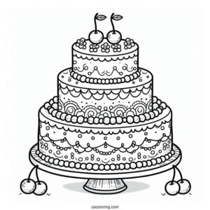 Two-Tiered Birthday Cake With Cherries