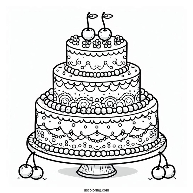 Two-Tiered Birthday Cake With Cherries