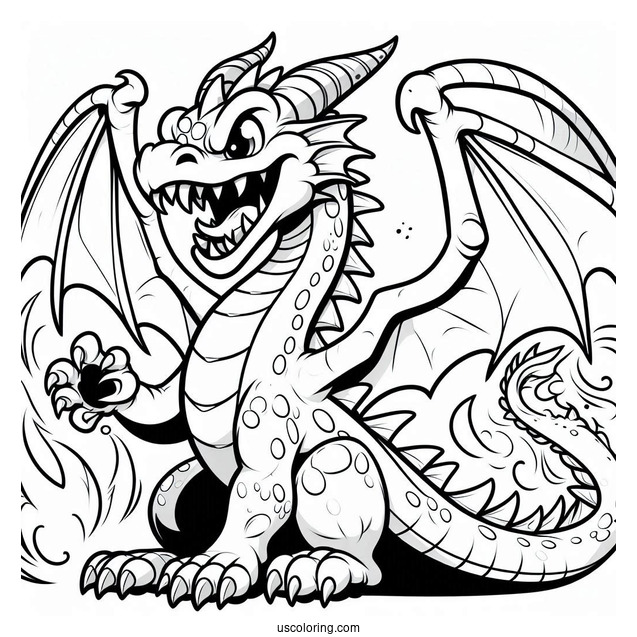 Angry Cartoon Dragon Coloring Page
