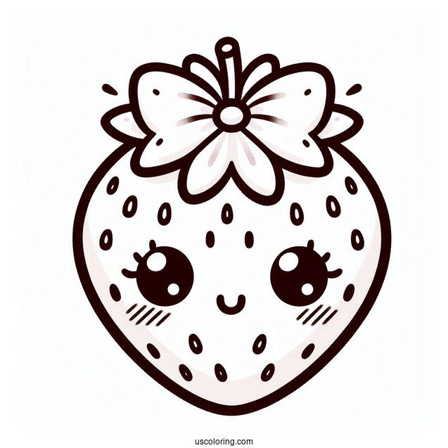Sweet Blushing Strawberry Coloring Page For Preschoolers