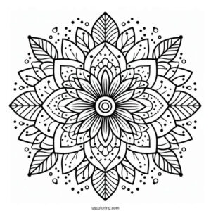 Flower Mandala Coloring Page With Dotted Outline