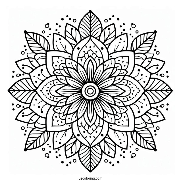 Flower Mandala Coloring Page With Dotted Outline