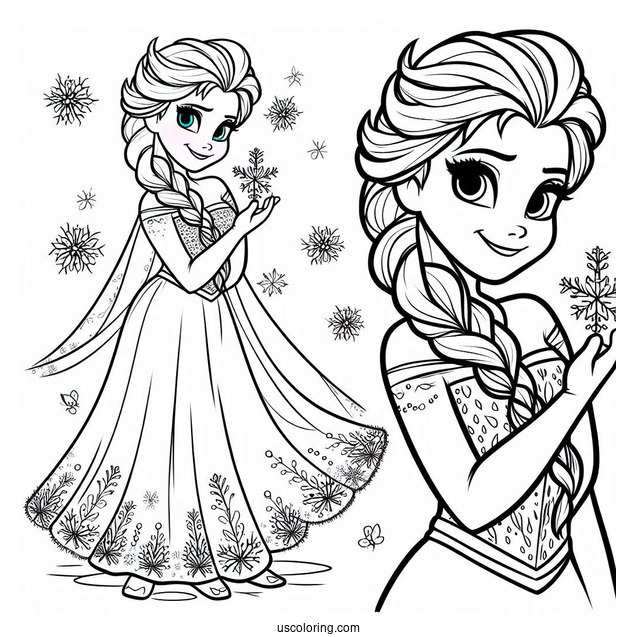 Easy Elsa Coloring Sheet For Young Kids