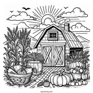 Farm Harvest To Color