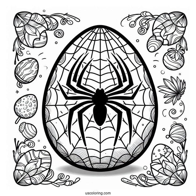 Spider Man Easter Egg With Web In Background Coloring Sheet