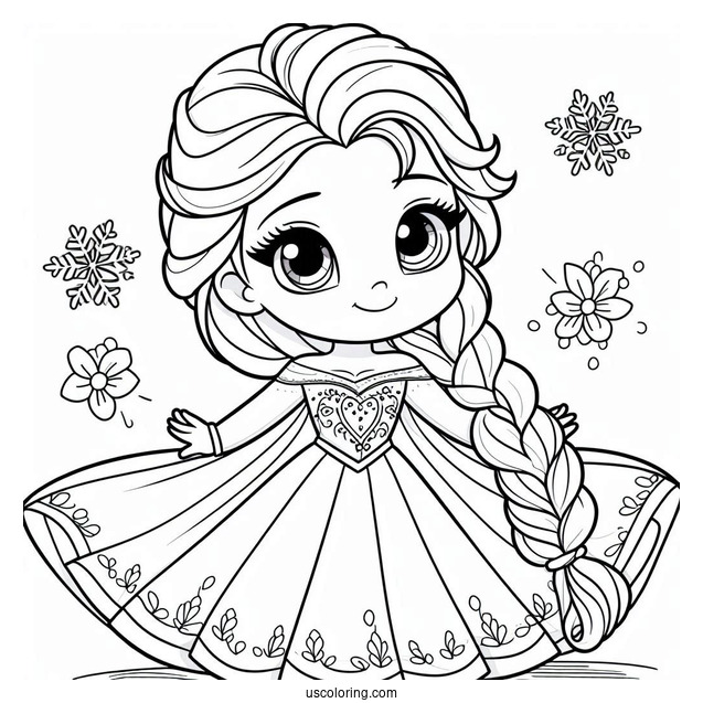 Cartoon Elsa Coloring Page For Preschoolers