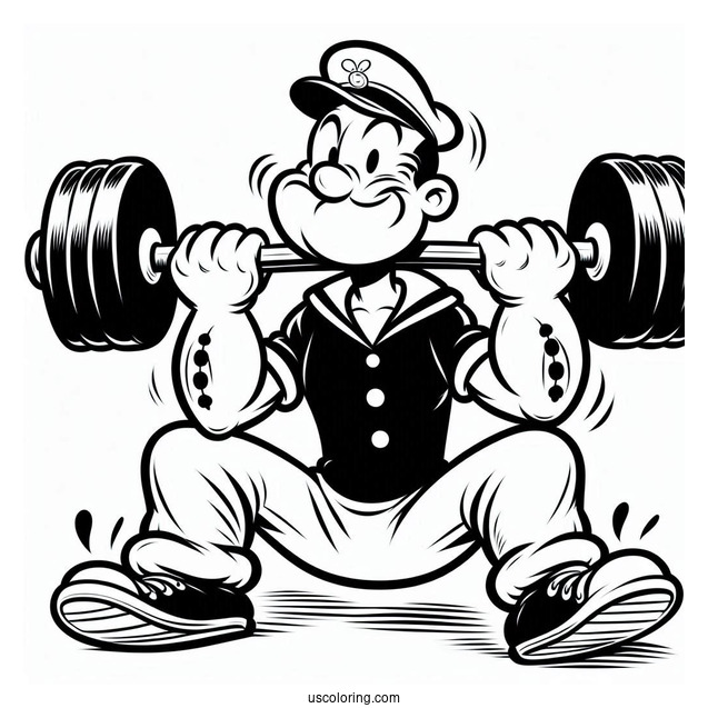 Popeye Coloring Page Lifting Weights