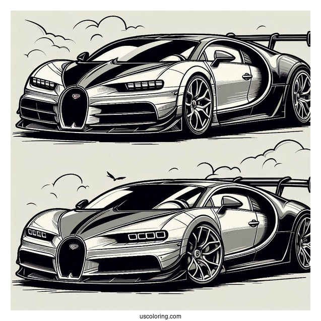 Lamborghini Revuelto vs Bugatti Coloring Page