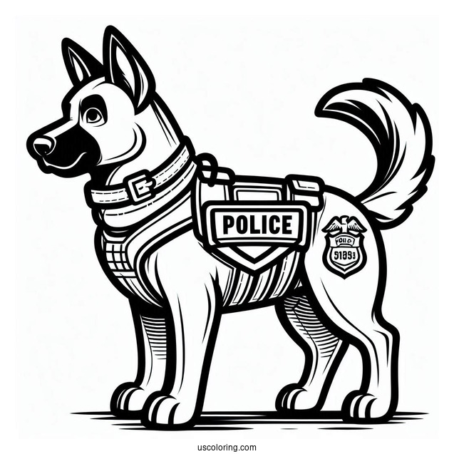 Police K-9 Dog Coloring Sheet For Kids