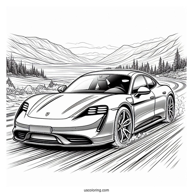 Porsche Taycan Coloring Page