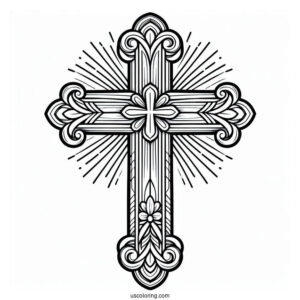 Outline Of Cross To Color For Preschoolers
