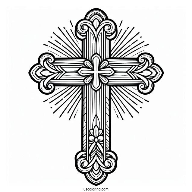 Outline Of Cross To Color For Preschoolers
