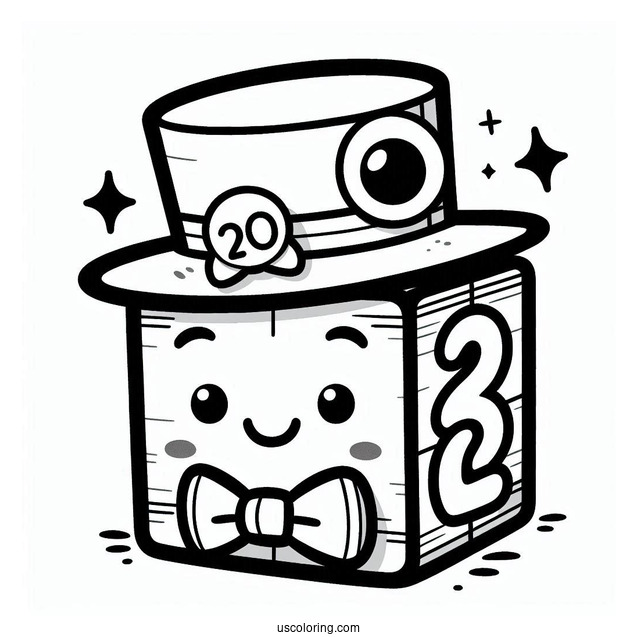 Numberblocks Coloring Page 20 With Hat And Bowtie