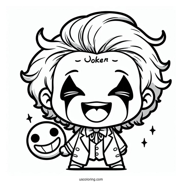Easy Chibi Joker Coloring Page With Big Smile For Preschoolers
