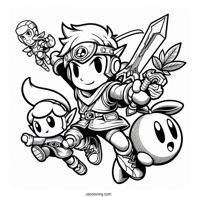 Detailed Super Smash Bros Coloring Page Poster
