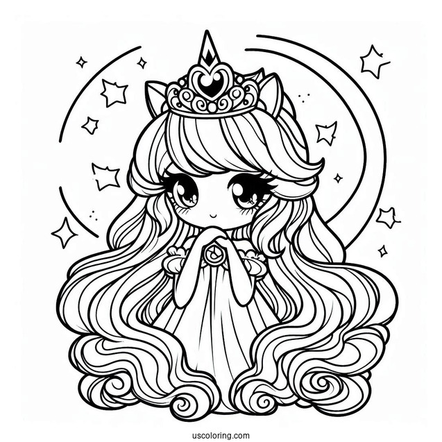 Pretty Princess Luna Coloring Page With Crown And Stars Behind Her