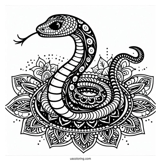 Snake Mandala To Color For Adults