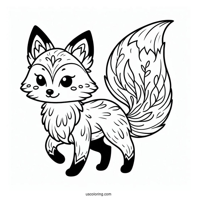 Simple Fox Coloring Page For Kids
