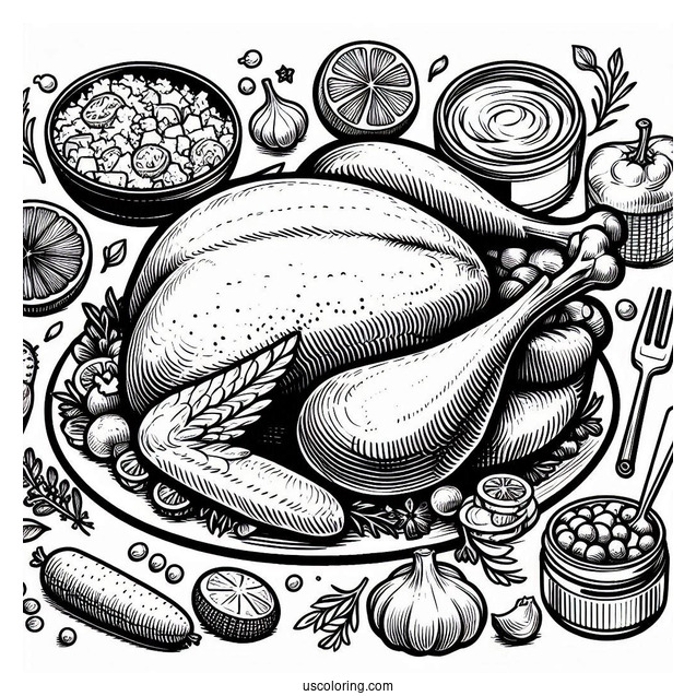 Roast Turkey Coloring Sheet
