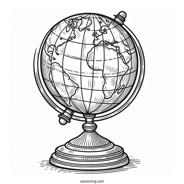 Globe Stand Coloring Page For Kids