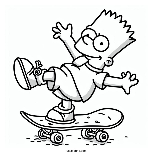 Bart Doing Skate Trick To Color