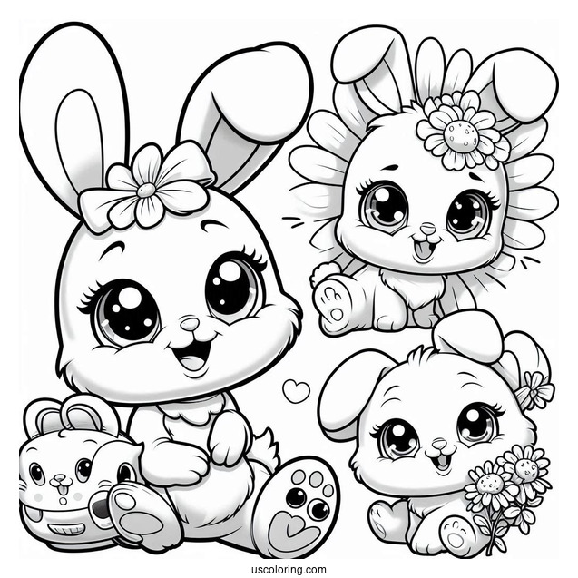 Sunny Bunnies Coloring Page Of Happy Sunny Bunnies S Marty, Hopper, Shiny, Turbo, Iris For Preschoolers