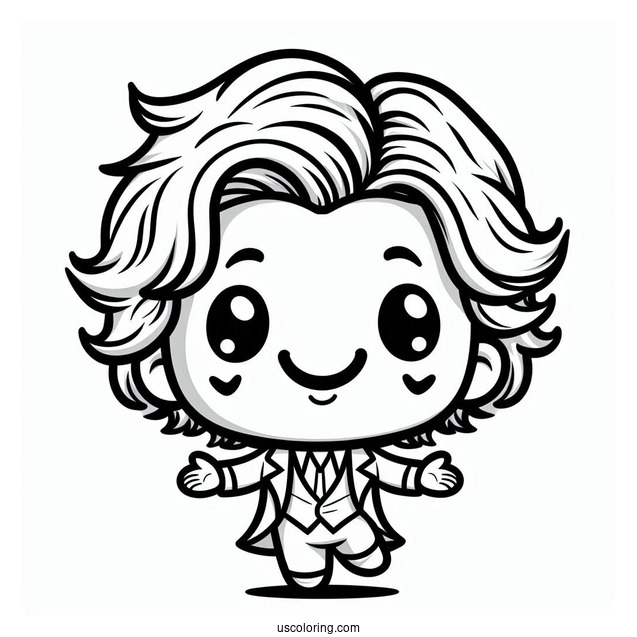 Easy Chibi Joker Coloring Page With Big Smile For Preschoolers