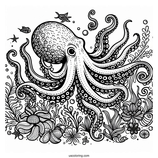 Pacific Octopus Coloring Page