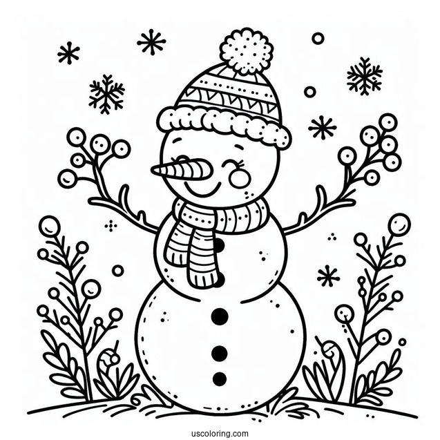 Merry Christmas Snowman Coloring Sheet For Kids