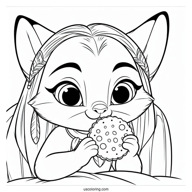 Coloring Sheet Of Meeko Eating Biscuit
