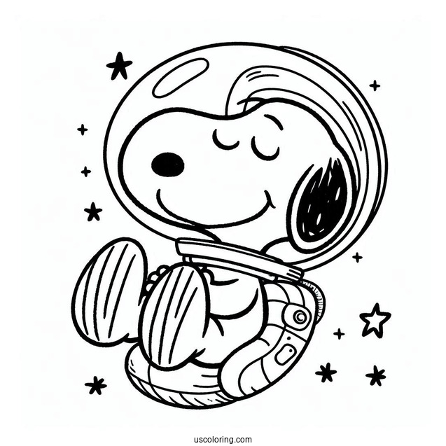 Snoopy In Space Coloring Sheet