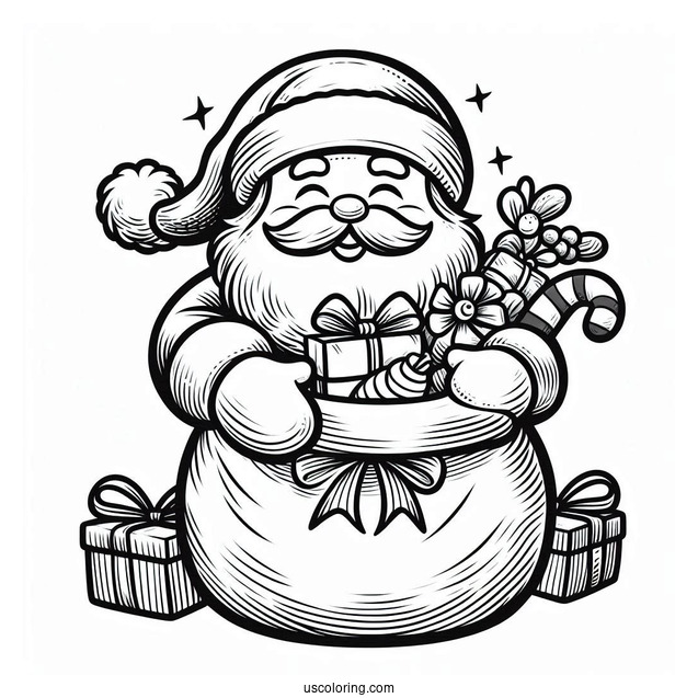 Santa_s Sack Of Toys To Color