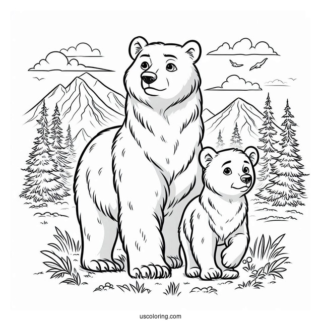 Kenai, Koda, Rutt, And Tuke Brother Bear Coloring Page