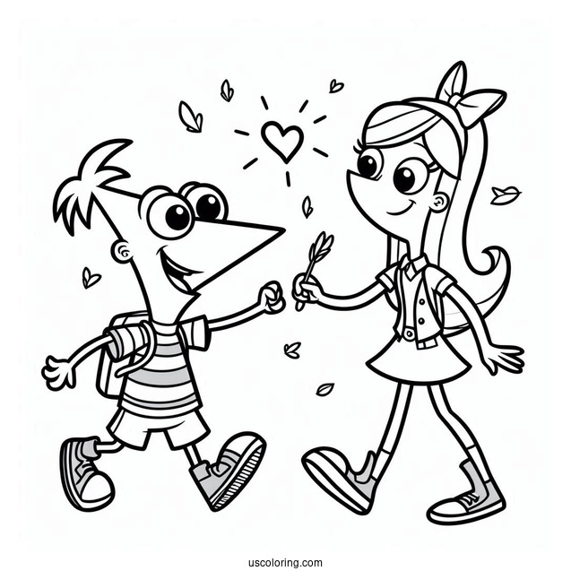 Cute Phineas And Ferb Coloring Page For Preschoolers