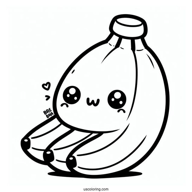 Chibi Banana Coloring Page For Preschoolers