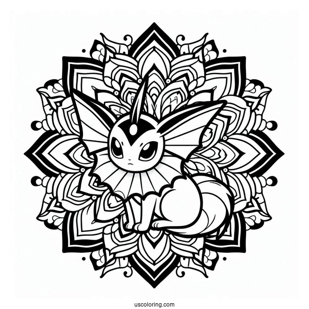 Vaporeon Mandala Coloring Page For Kids