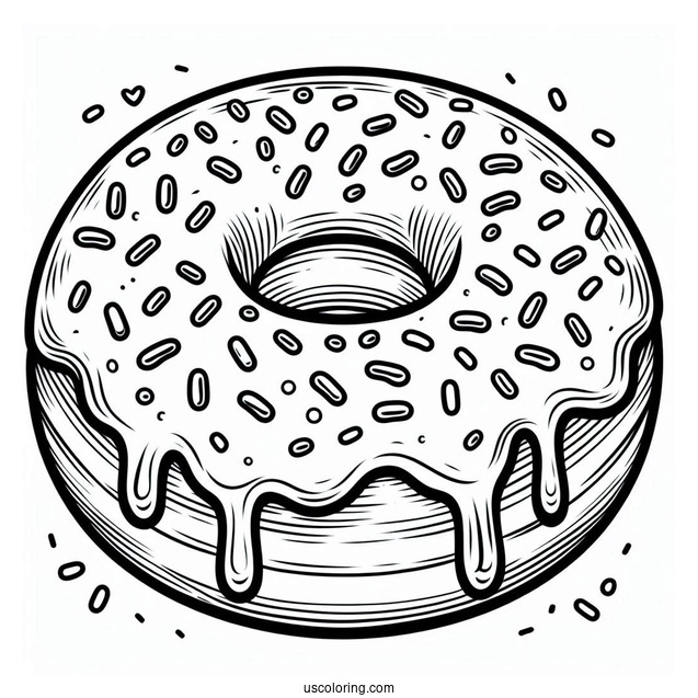 Simple Outline Of Glazed Donut With Sprinkles