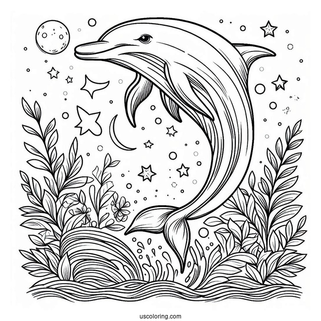 Dolphin Jumping Out Of Water To Color