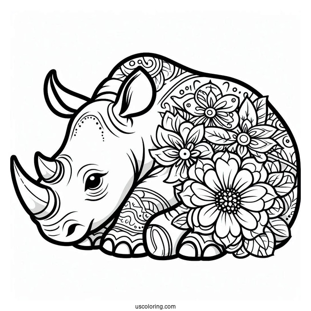 Easy Rhino Coloring Sheet For Kids
