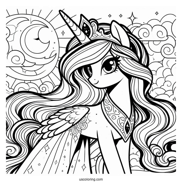 Princess Celestia Coloring Page, Luna, Cadence, And Twilight Sparkle