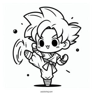 Dragon Ball Z Coloring Page Of Kawaii Chiaotzu High Kick Dragon Ball Z For Kids