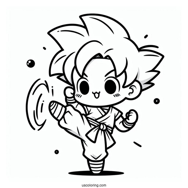 Dragon Ball Z Coloring Page Of Kawaii Chiaotzu High Kick Dragon Ball Z For Kids