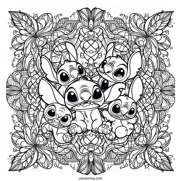 Lilo & Stitch Coloring Page Of Intricate Stitch Mandala