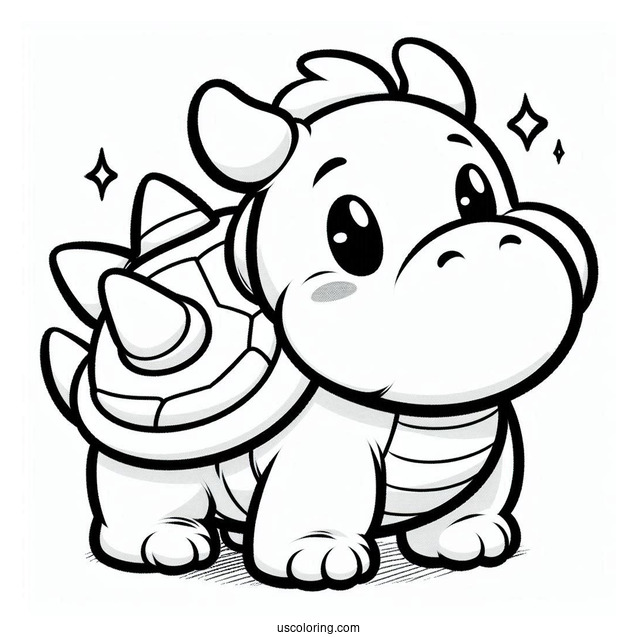 Cute Baby Bowser Coloring Page For Kids