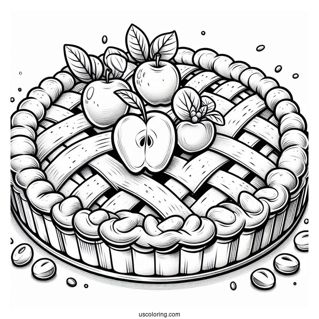 Apple Pie Coloring Page For Kids