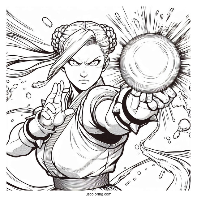 Street Fighter Coloring Page Of Laura Using Her Power