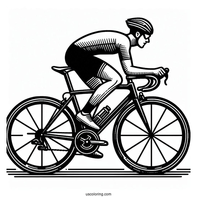 Cyclist Racing With Bicycle Coloring Page
